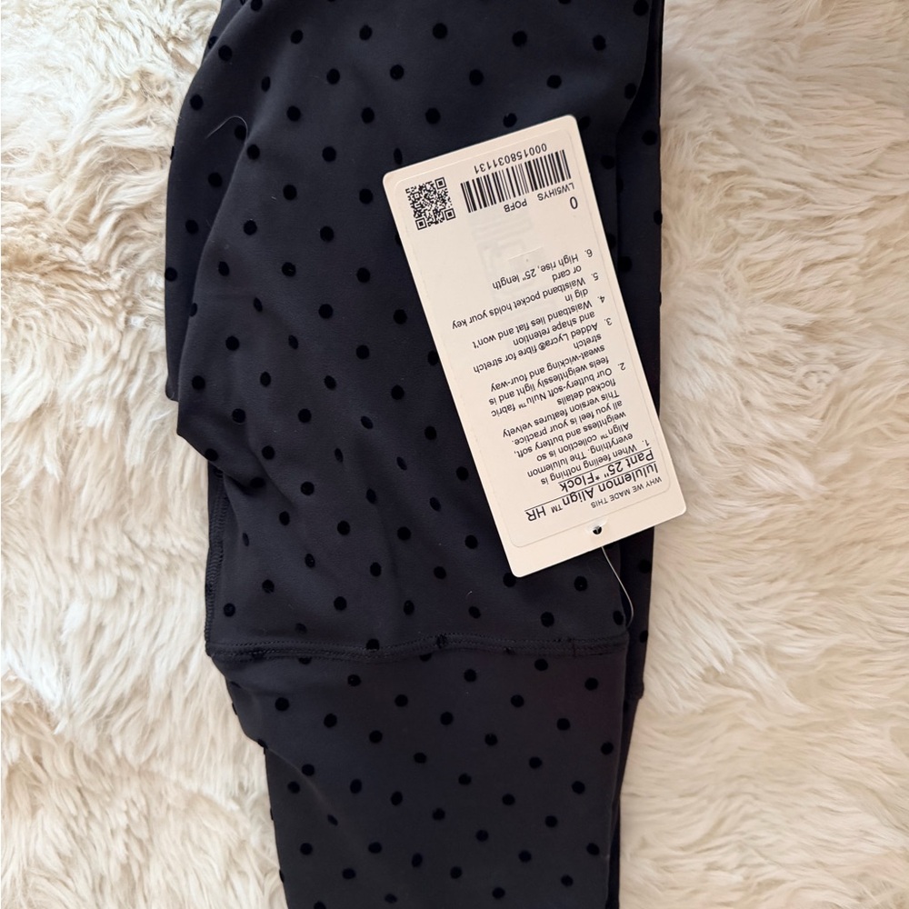 Lululemon Athletica Polka Dot Flocked Black Textured Leggings - Picture 5 of 7
